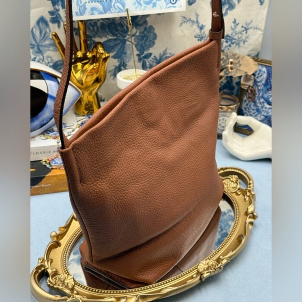 🆕 OROTON 🧿 NWOT Alice Slouch Hobo Zip Crossbody Bag, Whiskey CognacTan - Picture 7 of 13